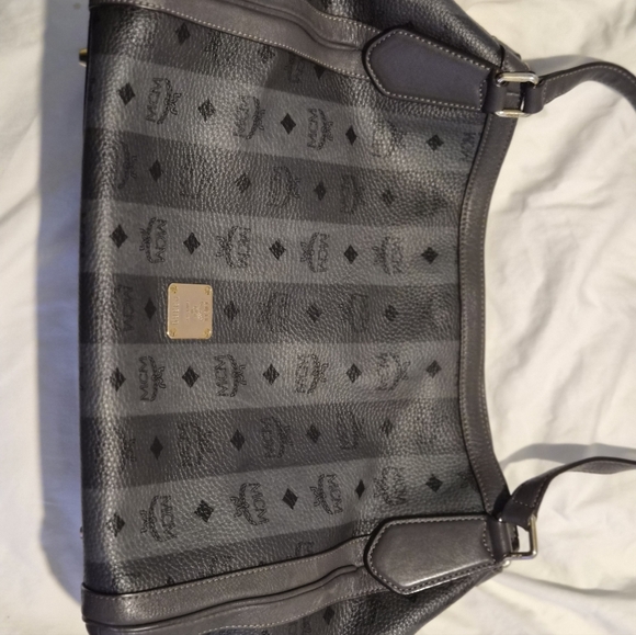 MCM Dark Gray Monogram Shoulder Bag - Picture 11 of 13